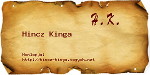 Hincz Kinga névjegykártya